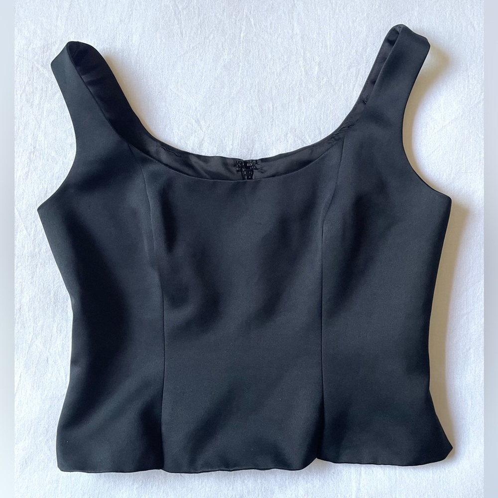 Vintage Oleg Cassini Black Satin Corset